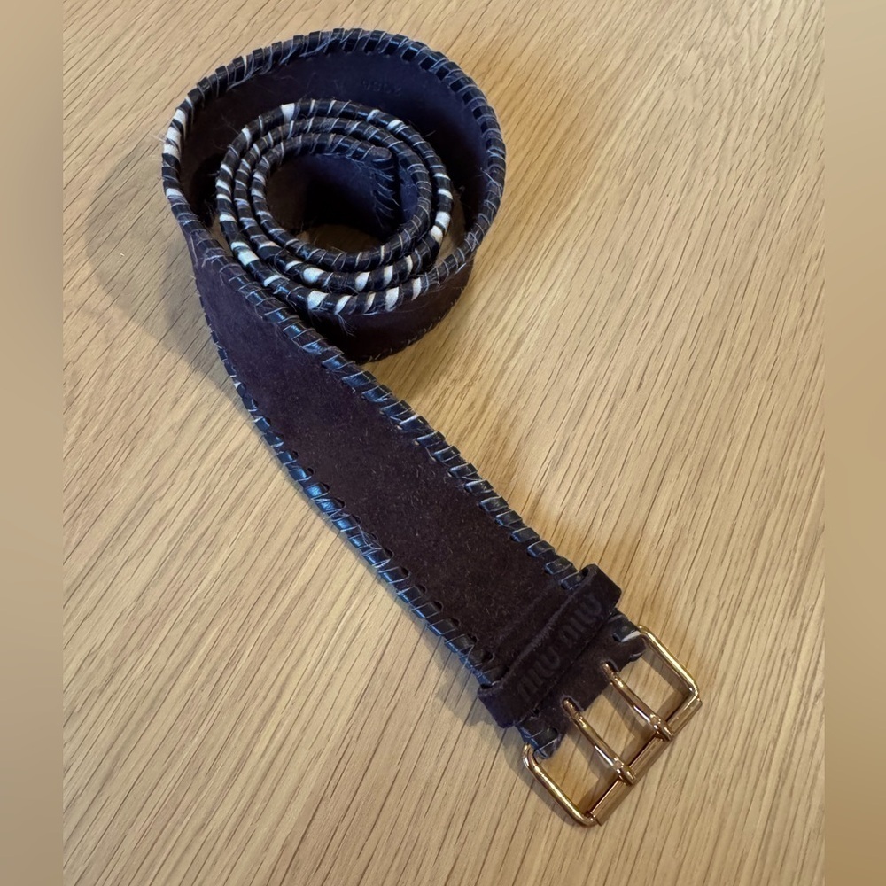 MIU MIU Suede Brown Belt Size 34